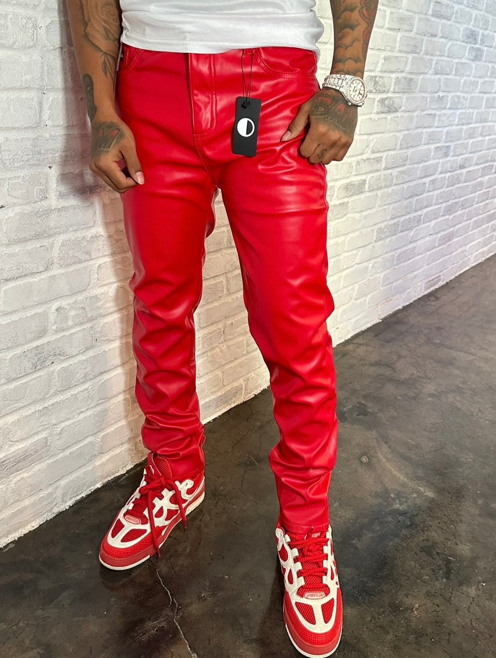 RED LEATHER PANTS